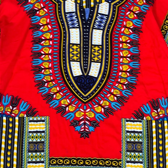 Handmade Mens Dashiki Shirt African Hippie Vintage Red Tribal Blouse Sz M - Picture 11 of 16